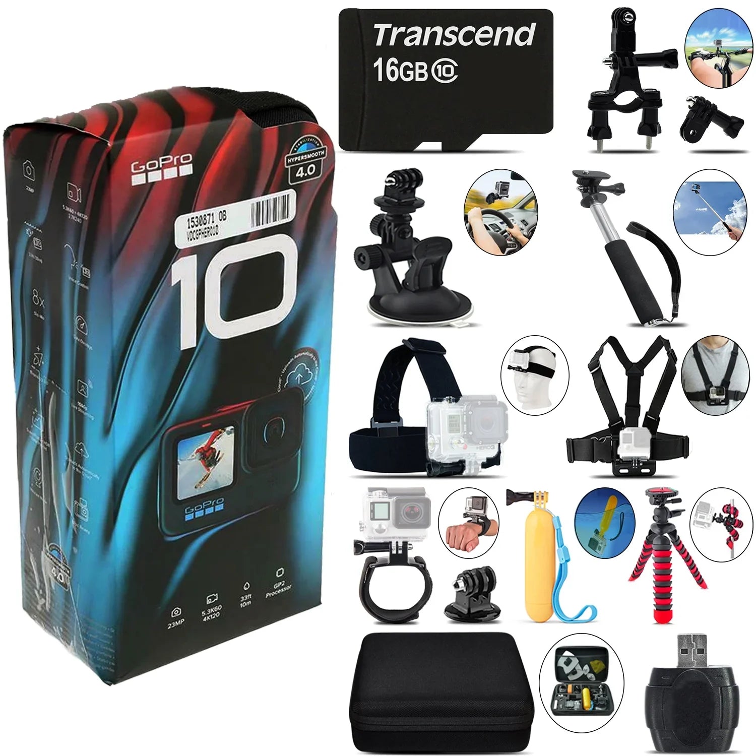 GoPro HERO10 Black 4K30 Ultra , 23MP, Wi-Fi Waterproof Action Camera -Mega Kit