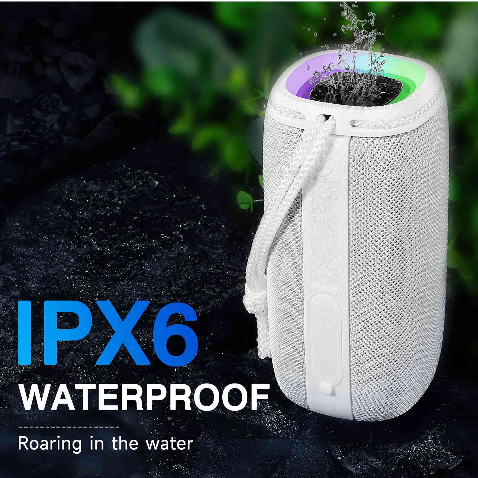 UrbanX X808 Bluetooth Speaker, IPX5 Waterproof Speakers 360°  Surround Sound with Punchy Bass, True Wireless Pairing, BT5.3, Portable Speaker for  C5 Max - White
