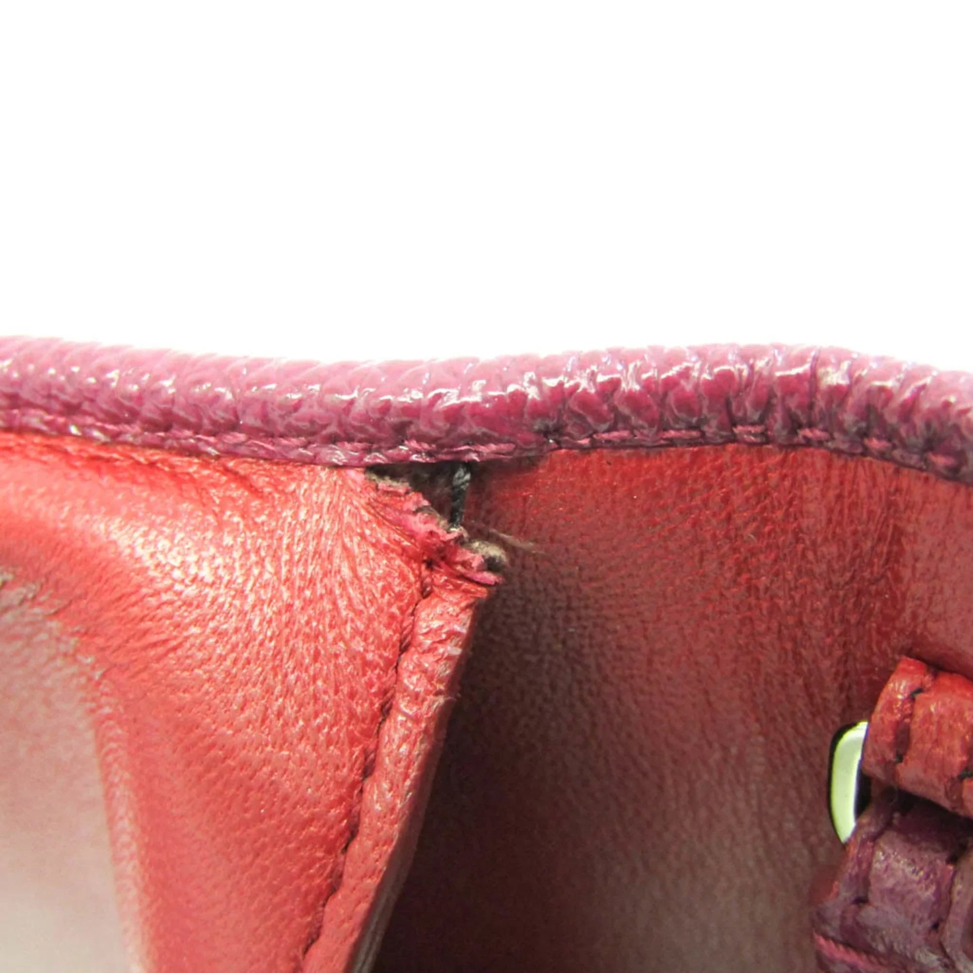 Pre-Owned Bvlgari Bvlgari Bvlgari 281715 Women's Leather Phone Wallet Purple,Red Color (Good)