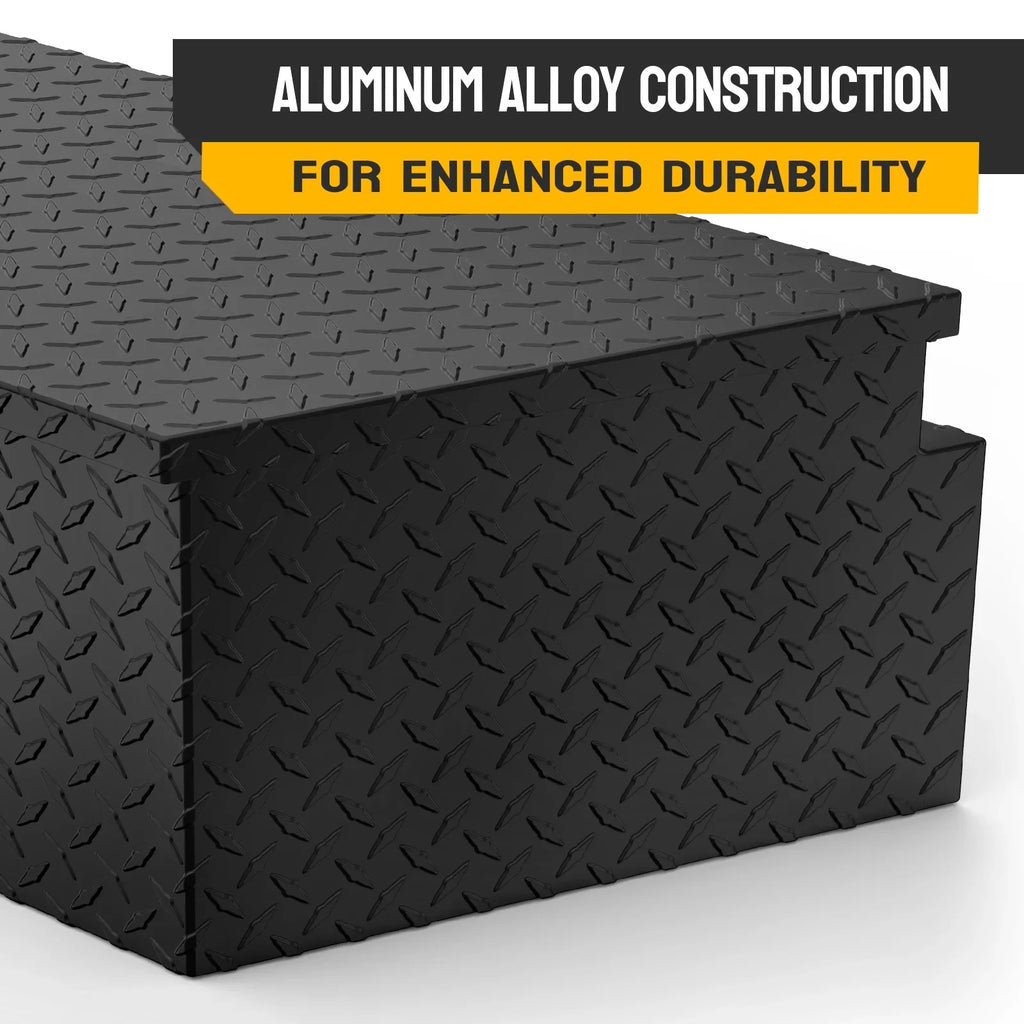 39 Inch Aluminum Truck Trailer Tongue Tool Box with Lock & Keys, Diamond Plate Storage Organizer Toolbox for Pickup Truck Bed, Trailer, , , Black