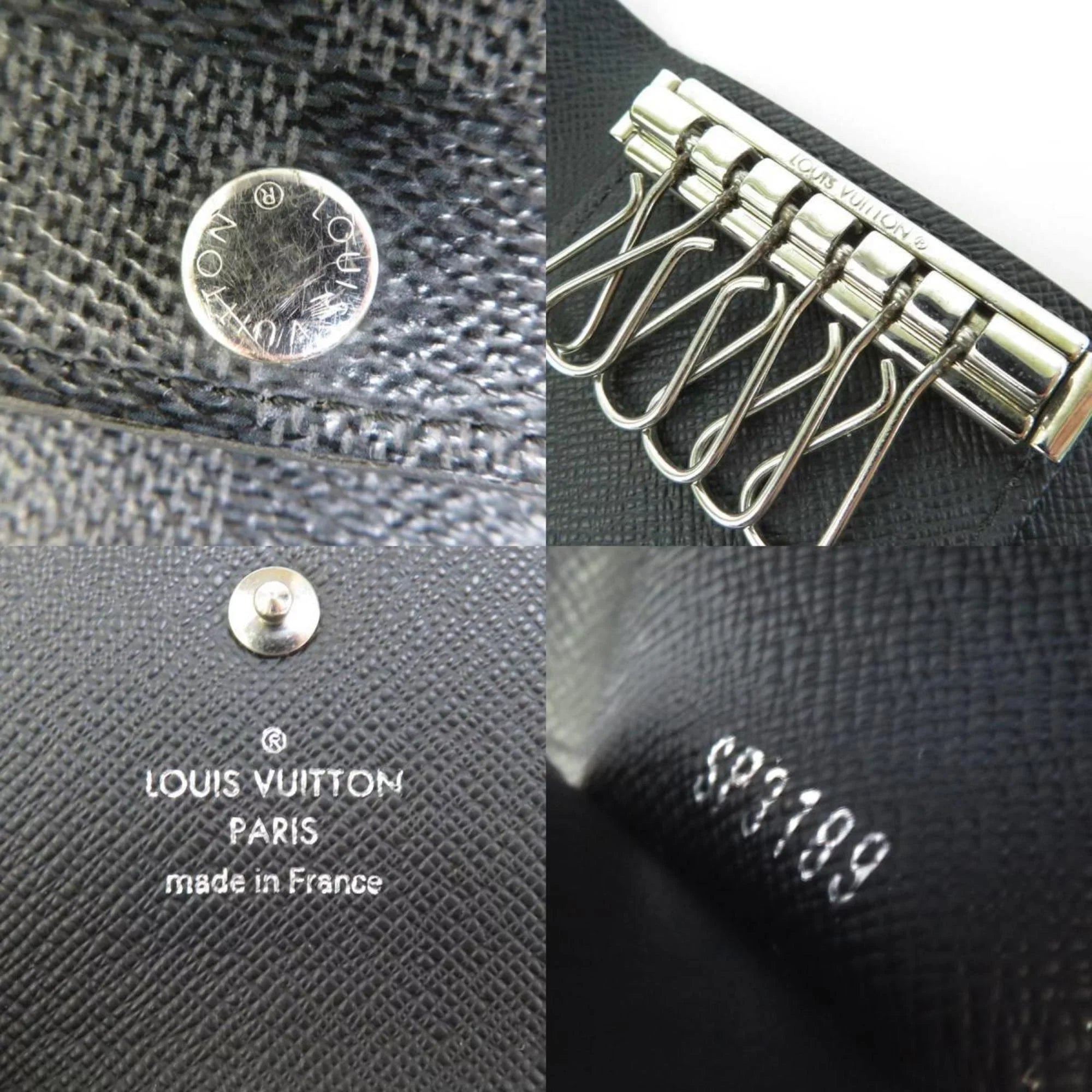 Pre-Owned Louis Vuitton   Key Case Damier Graphite Multicle 6 Canvas Black Men's M62662 (Good)