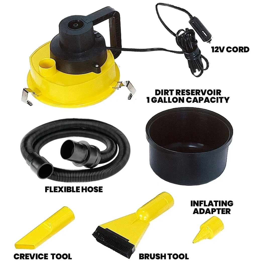 Koolatron 12V Compact Wet/Dry Canister Vacuum with Accessory Kit