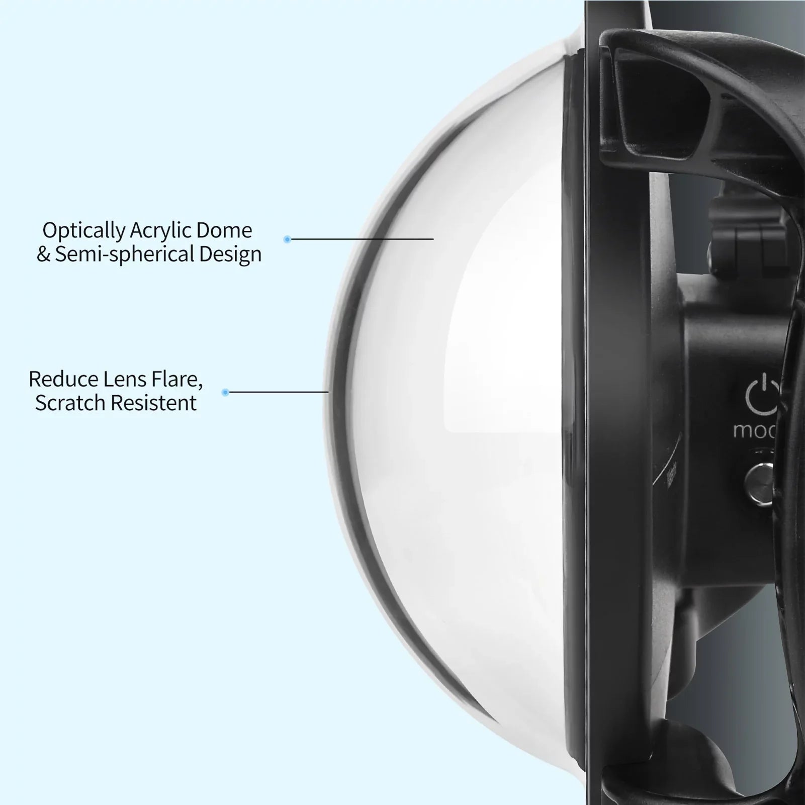XTGP559 Camera Dual Handle Dome Port Waterproof Case Camera Protective Case 45m Waterproof 180° Wide Angle Replacement for   9 Black