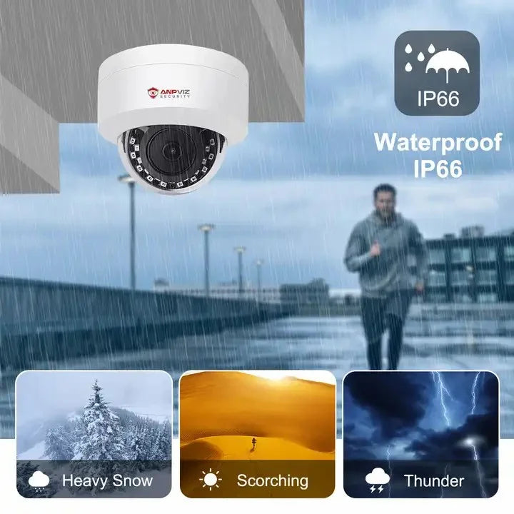 Anpviz 4MP  Camera Outdoor Fixed 2.8mm lens Security camera Built-in Mic Waterproof IP66 H.265 P2P   Night vision Onvif