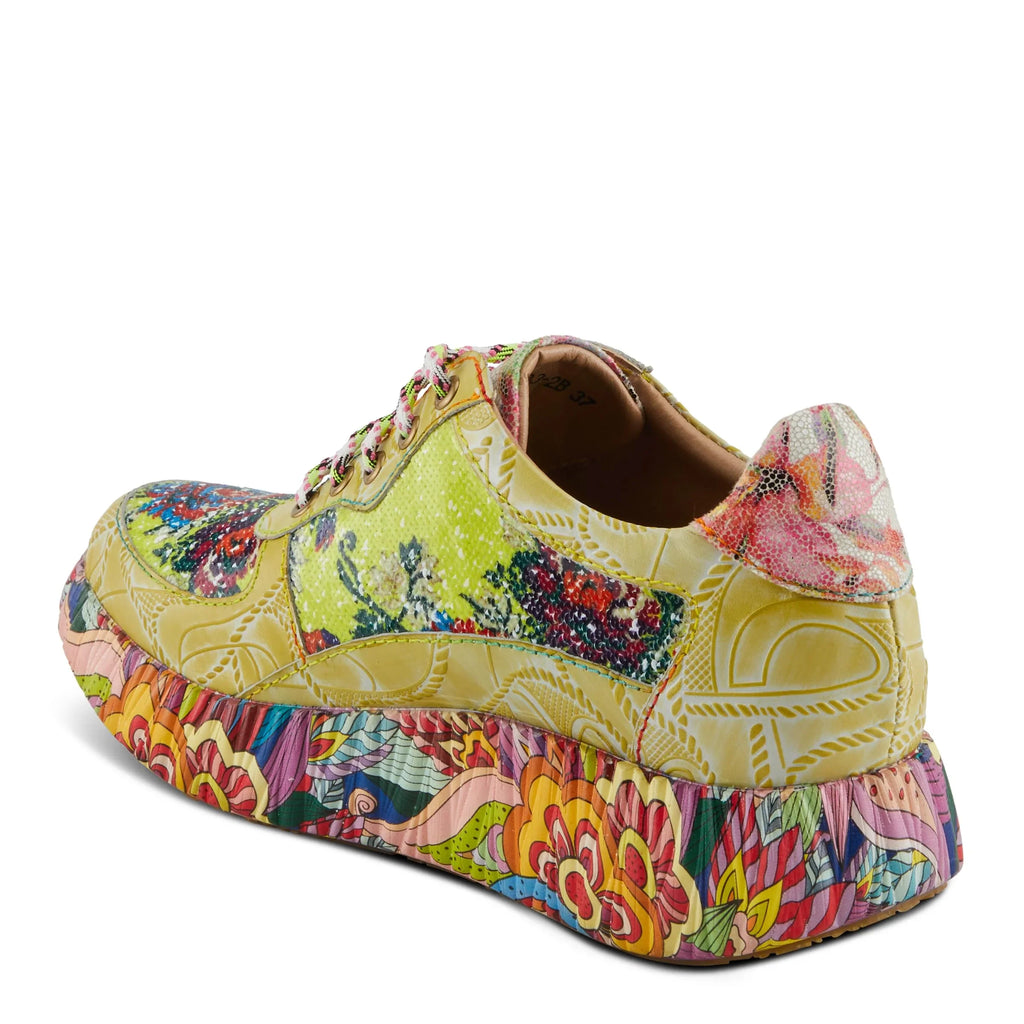 Spring Step L'Artiste Women's  Multicolored Fashion Sneakers | Unique Energetic Patterns Lime Green Multi  38 /  7.5-8