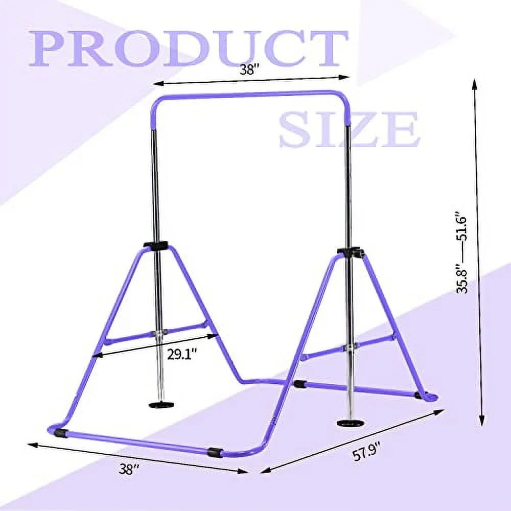 Sunoutife Gymnastics Bar for Kids, Gymnastic Kip Training Bar for Home Folding Horizontal Bars with Adjustable Height for 3-8 Years Old Child, Girls & Boys
