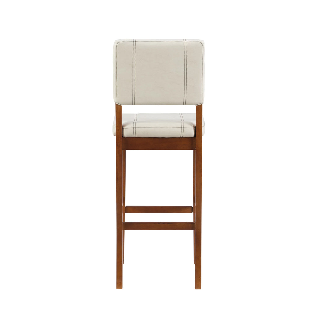 Linon Mulberry Padded Bar Stool, 30" Seat Height, Medium Dark Walnut Finish with Cream  Fabric