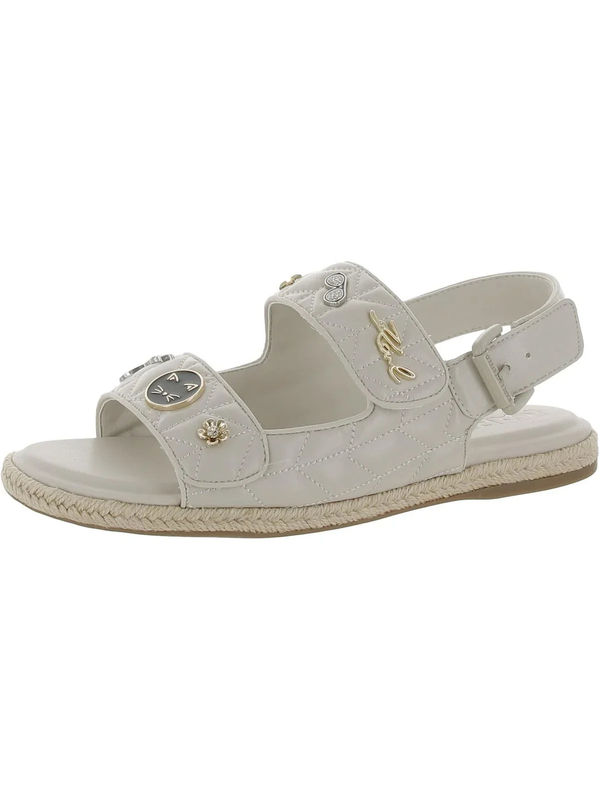 Karl Lagerfeld Paris Womens Charlay Faux Leather Embellished Slingback Sandals