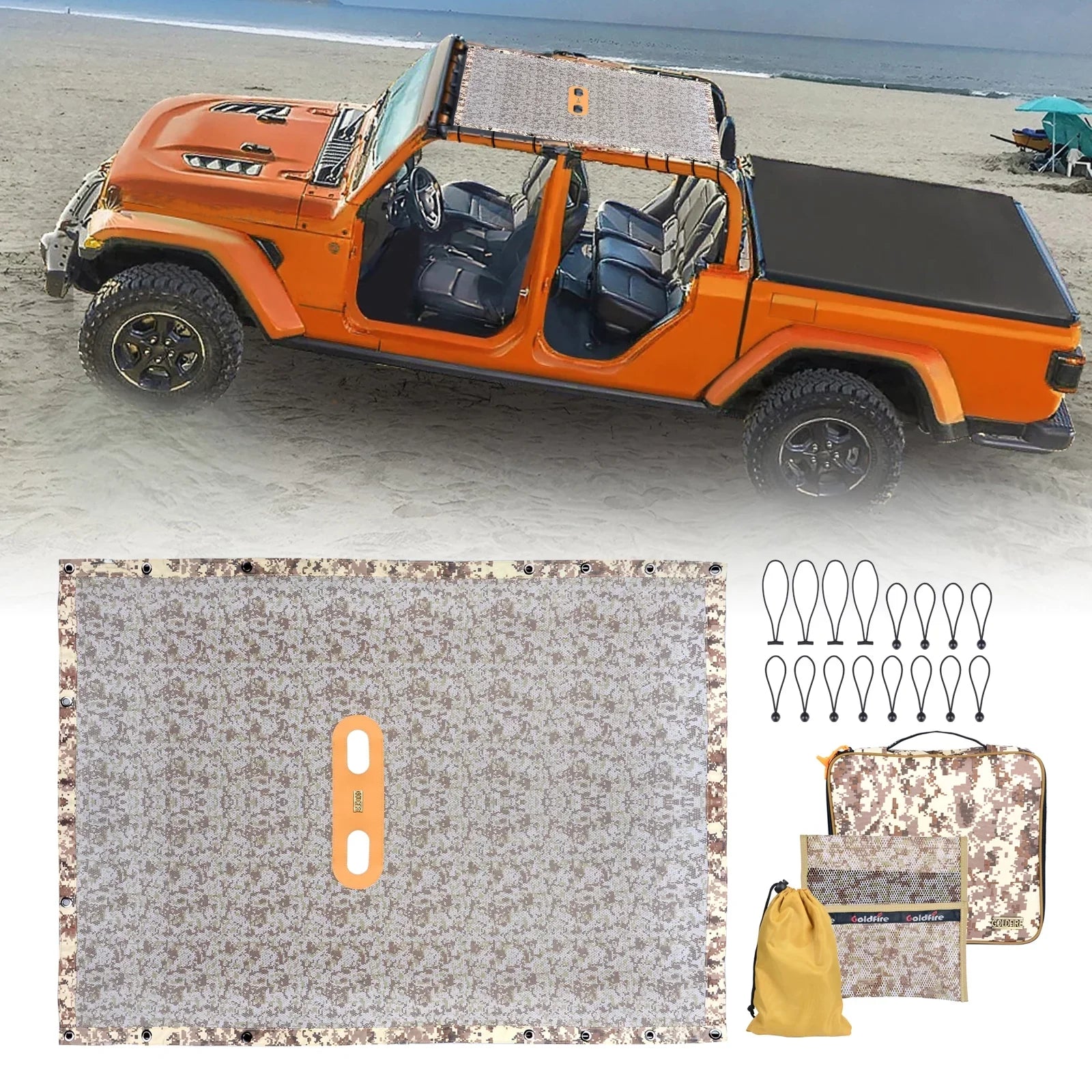 Wrangler Rear Seat Cover Cargo Net with Storage Pouch Bags Trunk Cargo Tool Organizers Backseat Soft-Shell Pet Barrier for