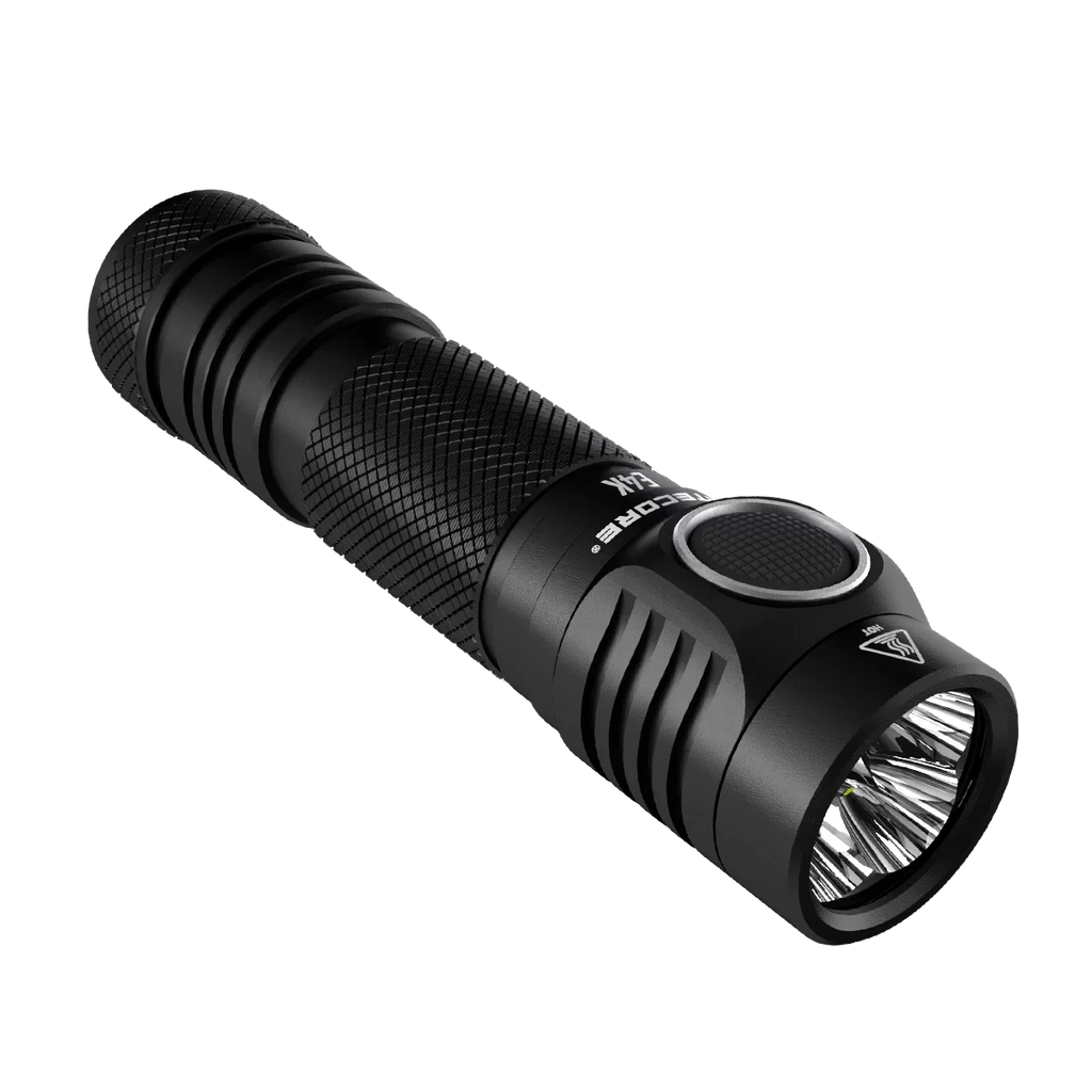 E4K Next generation 21700 Compact  Flashlight - 4x  -L2 V6 - 4400 Lumens w/ 1x  21700 Rechargeable Li-ion Battery and  Eco-Sensa Battery Case