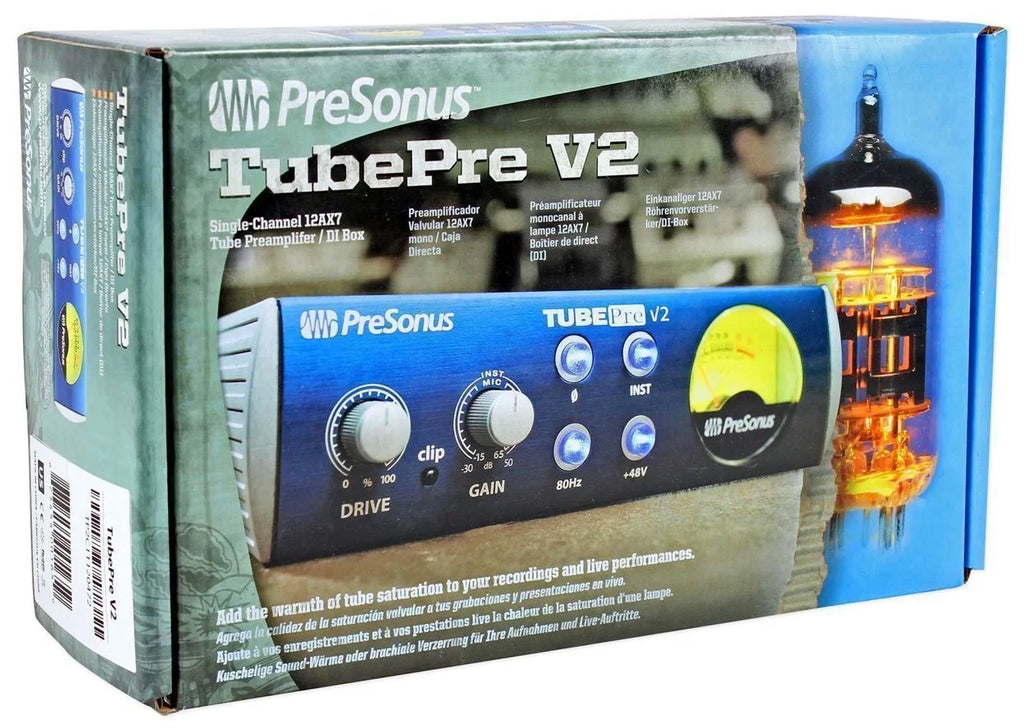 PreSonus TubePre V2 Vacuum Tube Preamp/ Direct Box and (2) 6'  Cables