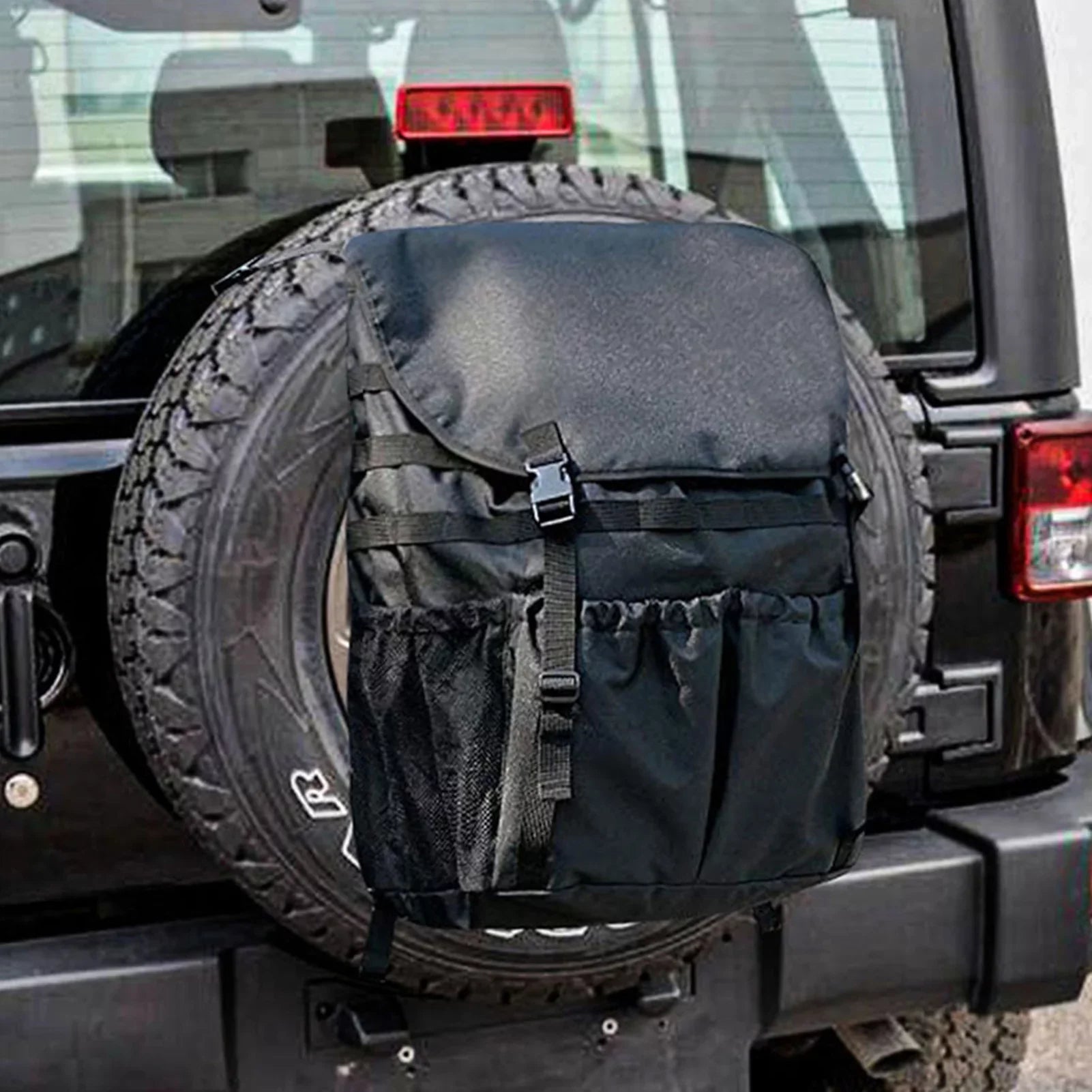 Multi-Pocket Spare Tire Trash Bag - Car Backpack Cargo Storage and Gear Organizer for Camping and Off-Road Travel