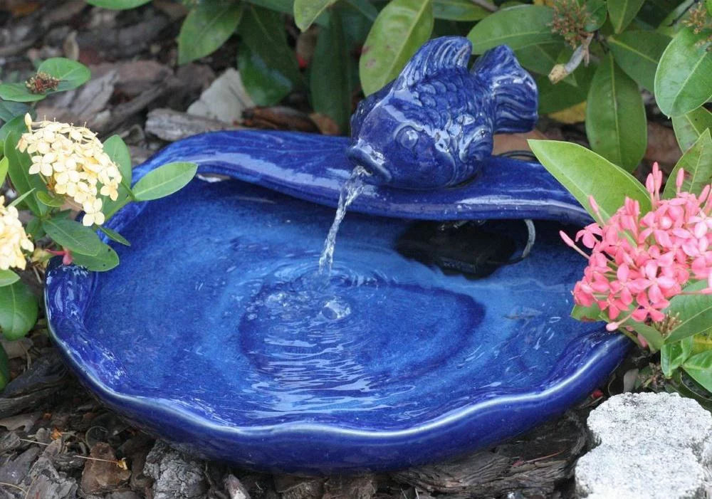 Smart Solar 21372R01 Solar Powered Koi Fountain Bowl with Pump and Filter, Blue