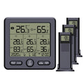 Digital Wireless Indoor  Thermohygrometer with 3 Remote Sensors 98ft/ 30m Backlight & Alarm Calibration Function Humidity  with 3 Transmitters Weather Stations for Home Office