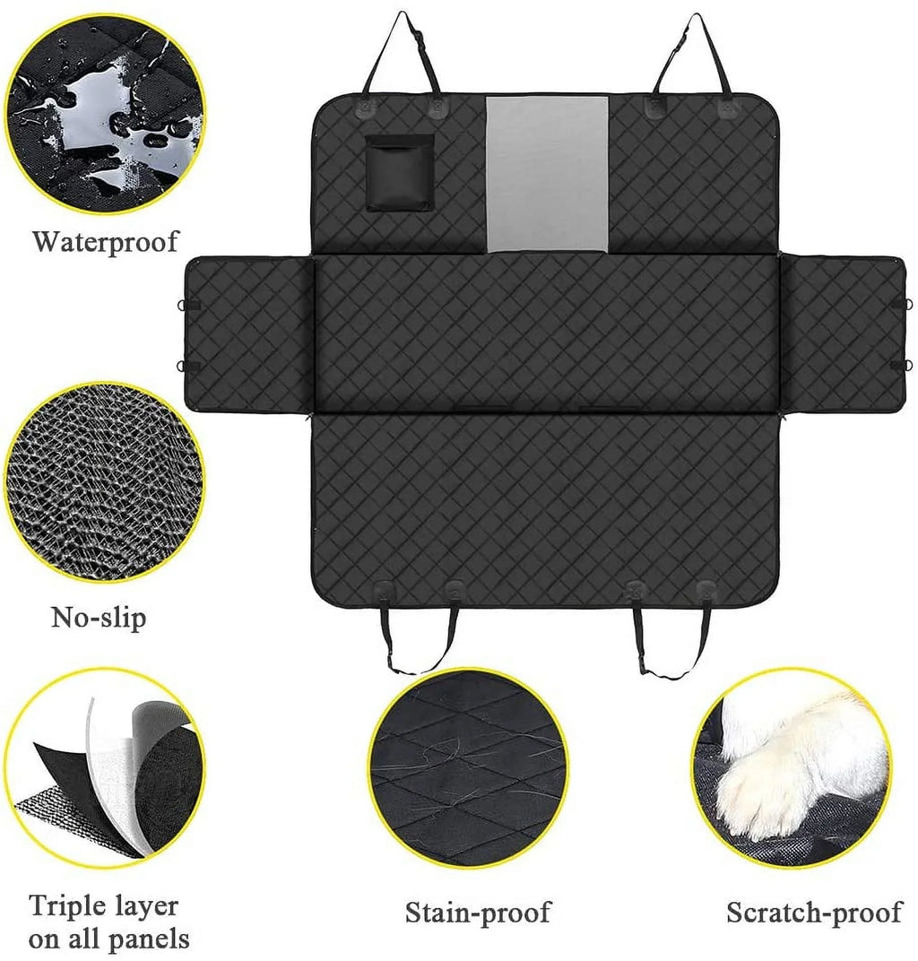 Dog Car Seat Covers with Mesh Window, Waterproof Dog Cover Back Seat, Scratchproof Dog Car Hammock Dogs Protection Cover for Cars SUVs & Trucks