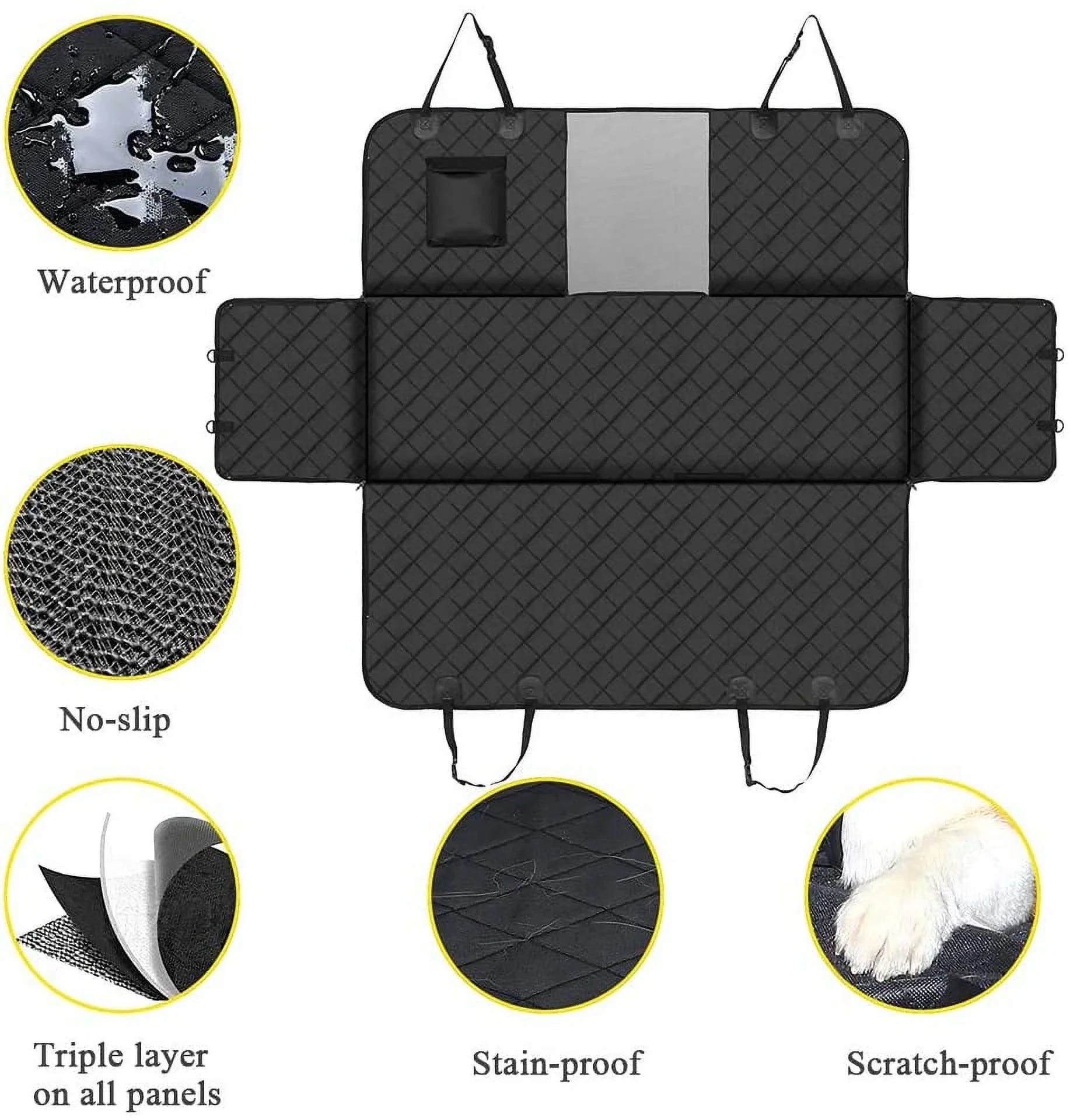 Dog Car Seat Covers with Mesh Window, Waterproof Dog Cover Back Seat, Scratchproof Dog Car Hammock Dogs Protection Cover for Cars SUVs & Trucks