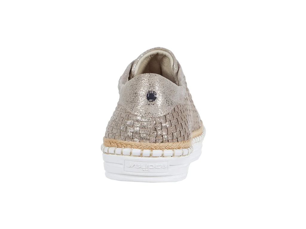 J  Womens Gold Padded Logo Hardware Woven Goring Kayla Round Toe Platform Slip On Leather Sneakers Shoes 10 M