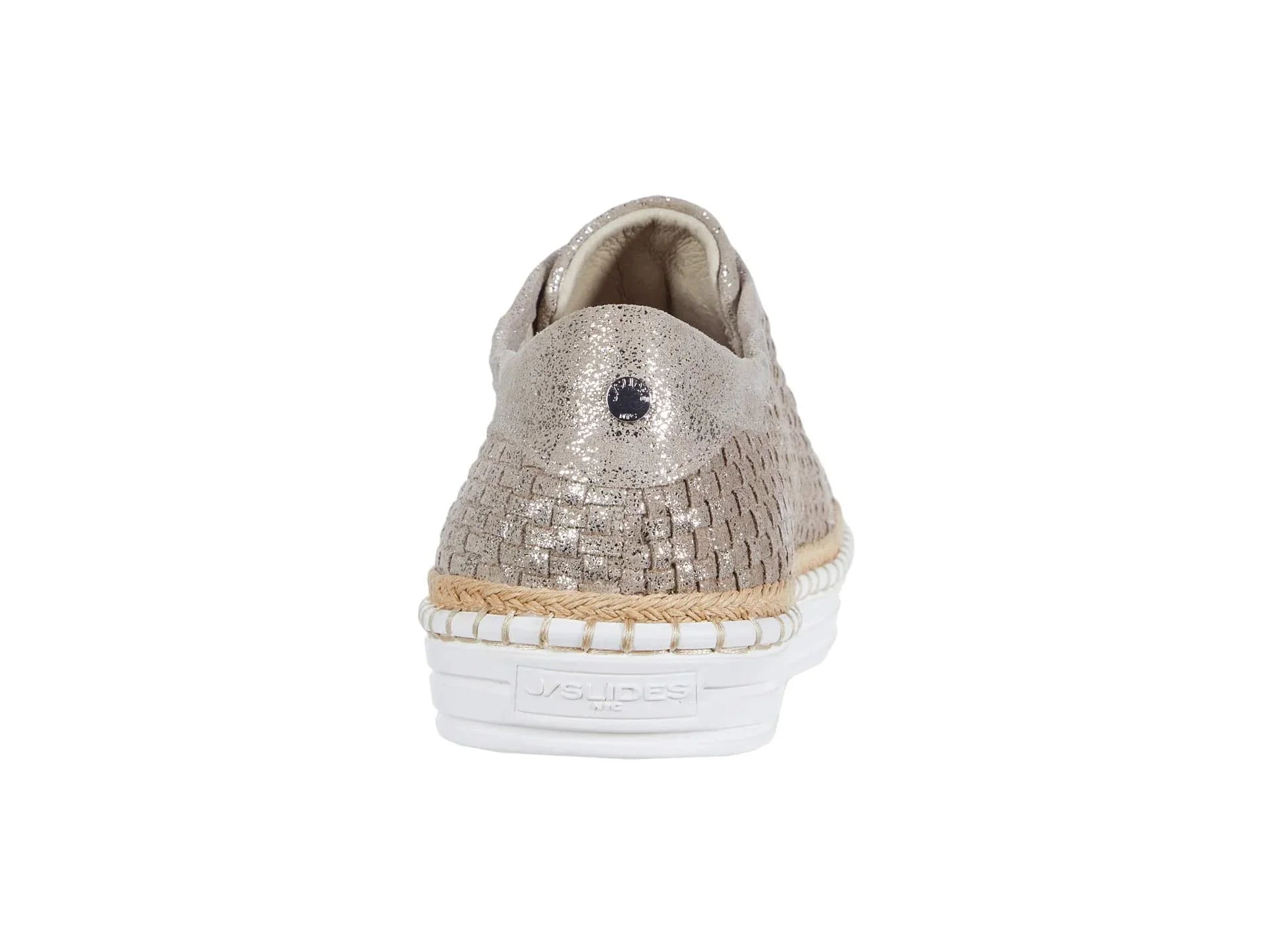 J  Womens Gold Padded Logo Hardware Woven Goring Kayla Round Toe Platform Slip On Leather Sneakers Shoes 10 M