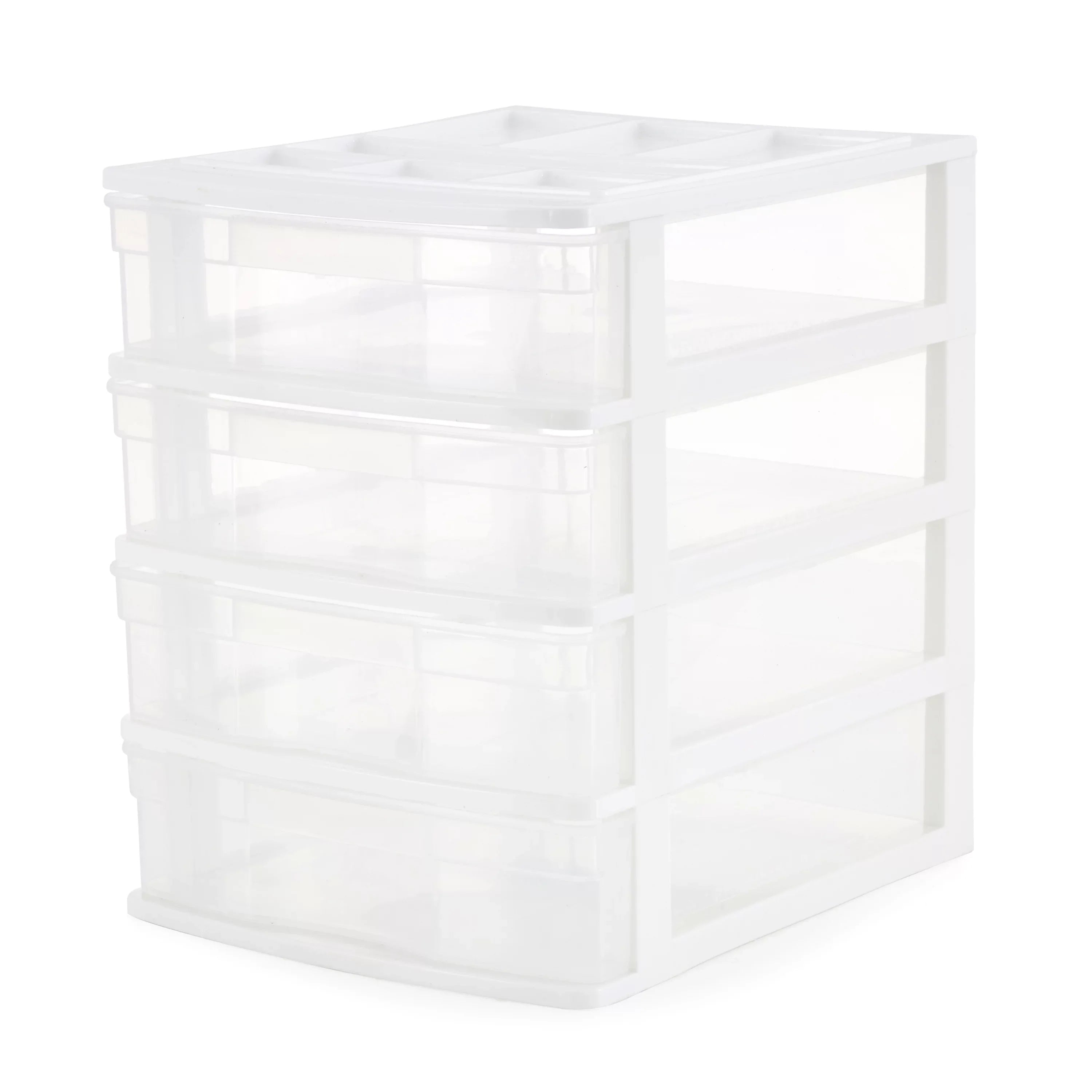 Gracious Living 4 Drawer Desktop Storage w/ Organizer Lid, White (4 Pack)