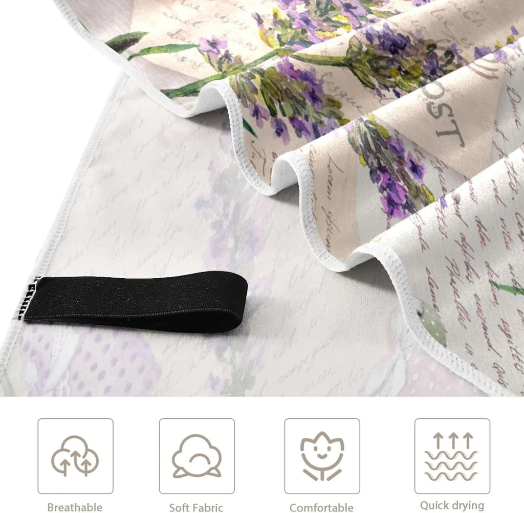 Bestwell Purple Lavender Floral Beach Towel Oversized Towel Blanket, Thin Lightweight Microfiber Sand Free Quick Dry Towel, 30”X60” Multipurpose Pool Bath Yoga Swim Shower Towel