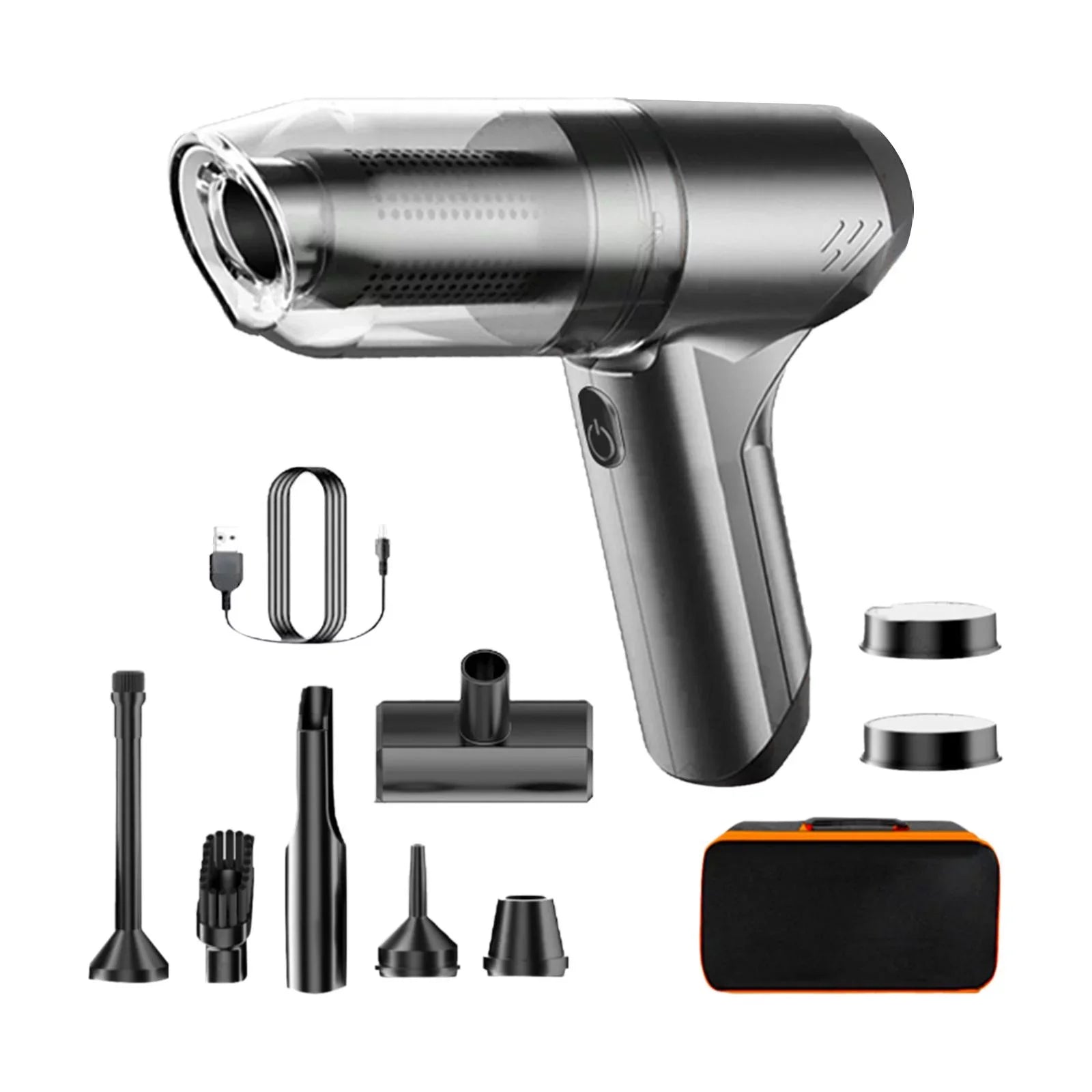 Cordless Handheld Vacuum Compact with Storage Bag with Floor Brush Portable gray with bag
