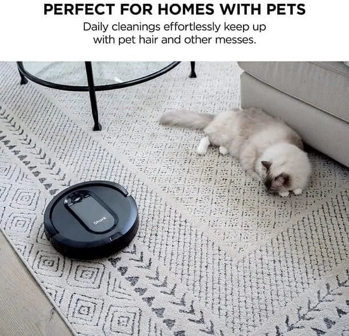 Restored Shark RV990  Robot Vacuum with Row-by-Row Cleaning, Powerful Suction, Perfect for Pet Hair, Wi-Fi, Carpets & Hard Floors (Black)- Renewed