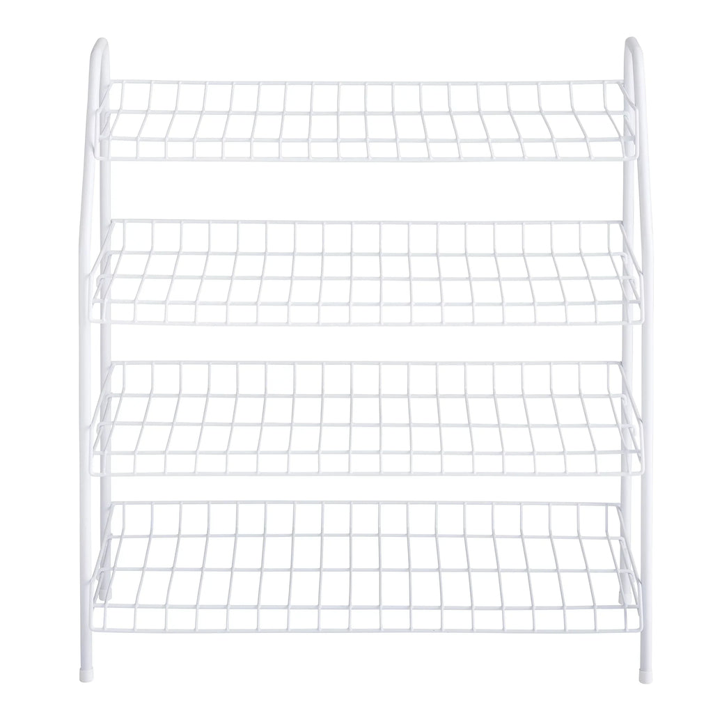 Rubbermaid Freestanding 4-Tier Wire Shelf Shoe Rack and Organizer, White
