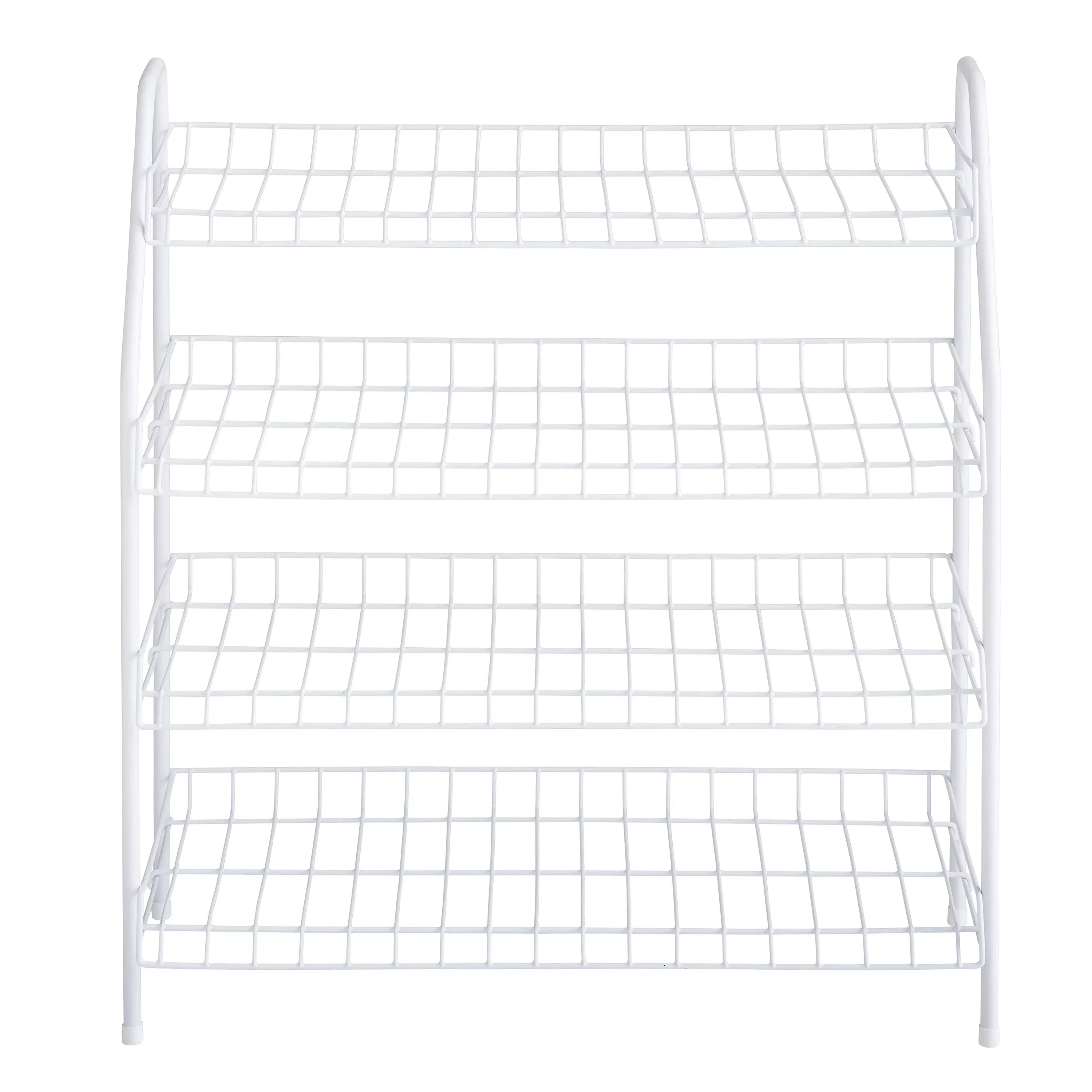 Rubbermaid Freestanding 4-Tier Wire Shelf Shoe Rack and Organizer, White