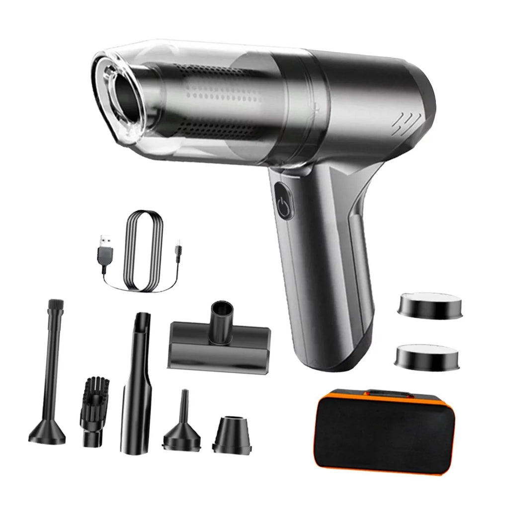 Cordless Handheld Vacuum Compact with Storage Bag with Floor Brush Portable gray with bag