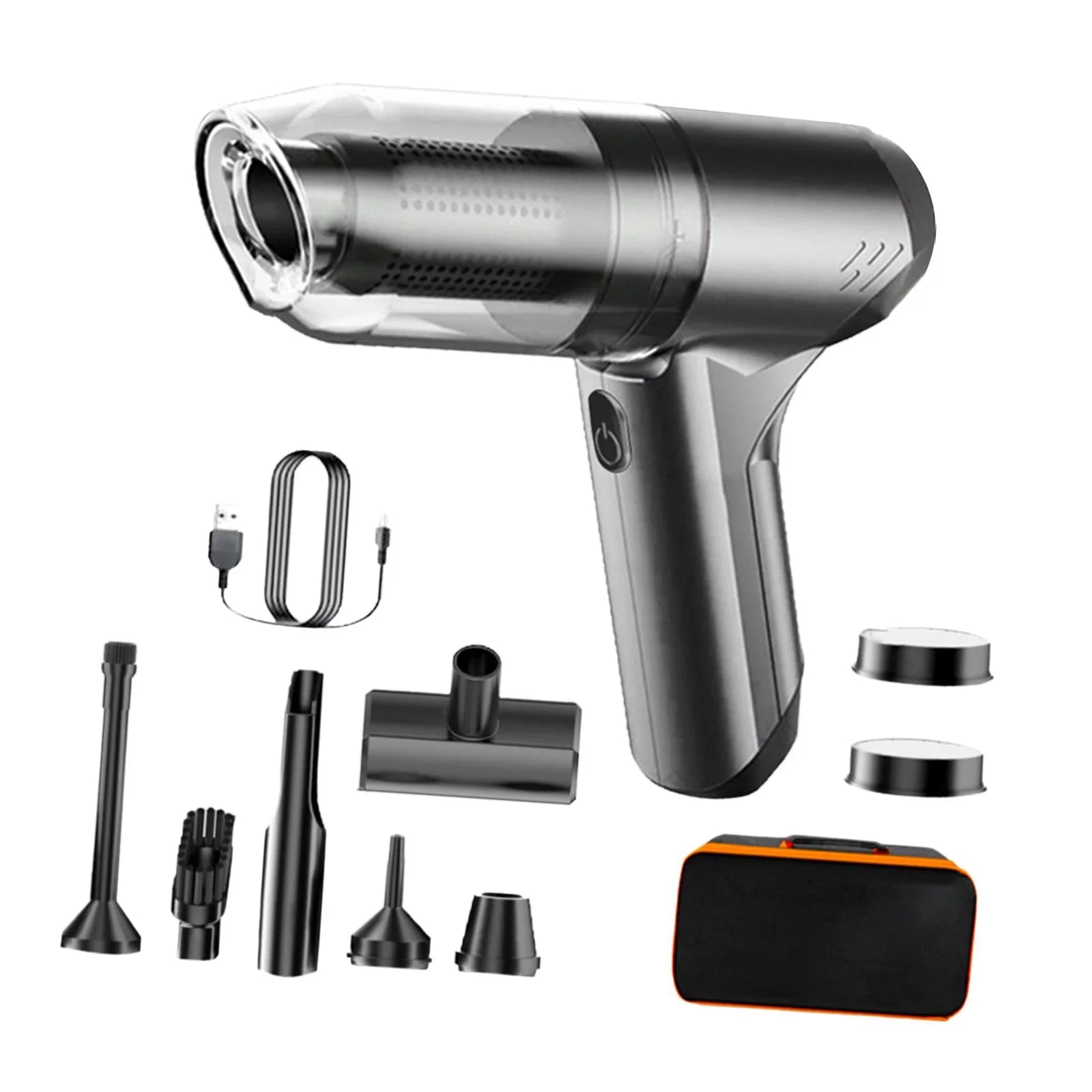Cordless Handheld Vacuum Compact with Storage Bag with Floor Brush Portable gray with bag