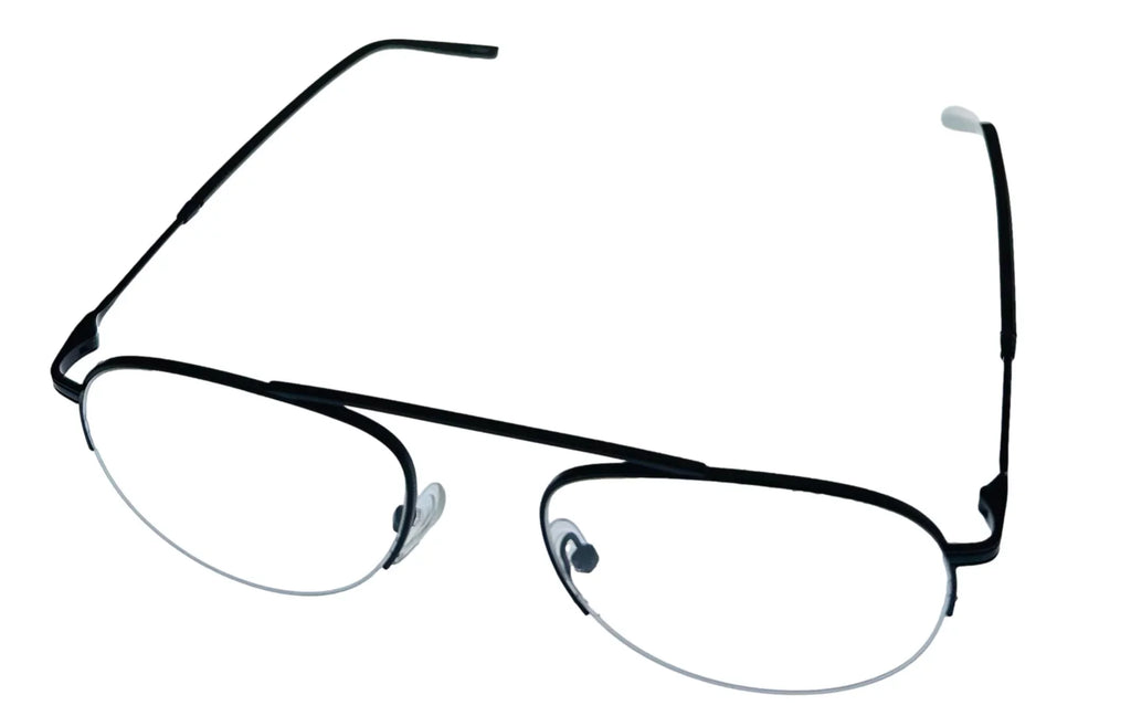 Jones New York Mens Matte Black Rimless Metal Eyewear Aviator Frame. J359. 53mm