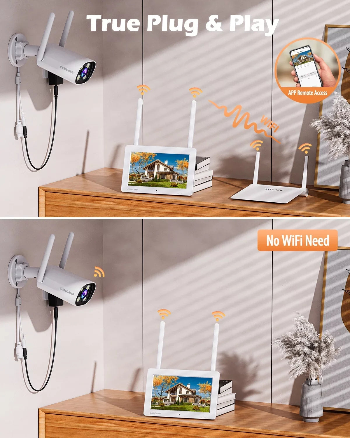 Toguard SC27 2K/3MP  Security Camera System Outdoor with 7" Monitor Bullet Surveillance Camera WiFi Wireless Connector