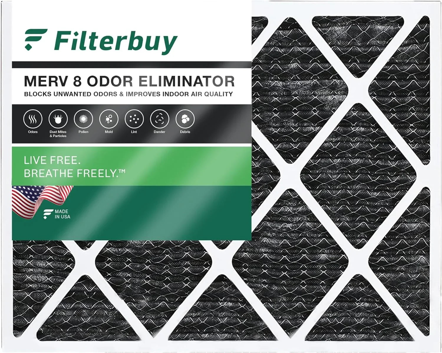 Filterbuy 15x20x1  8 Odor Eliminator Pleated   Furnace Air Filters with Activated Carbon (1-Pack)