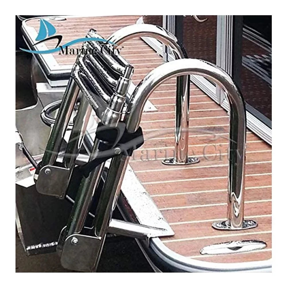 Marine City Stainless Steel Telescoping Transom 4 Step Ladder