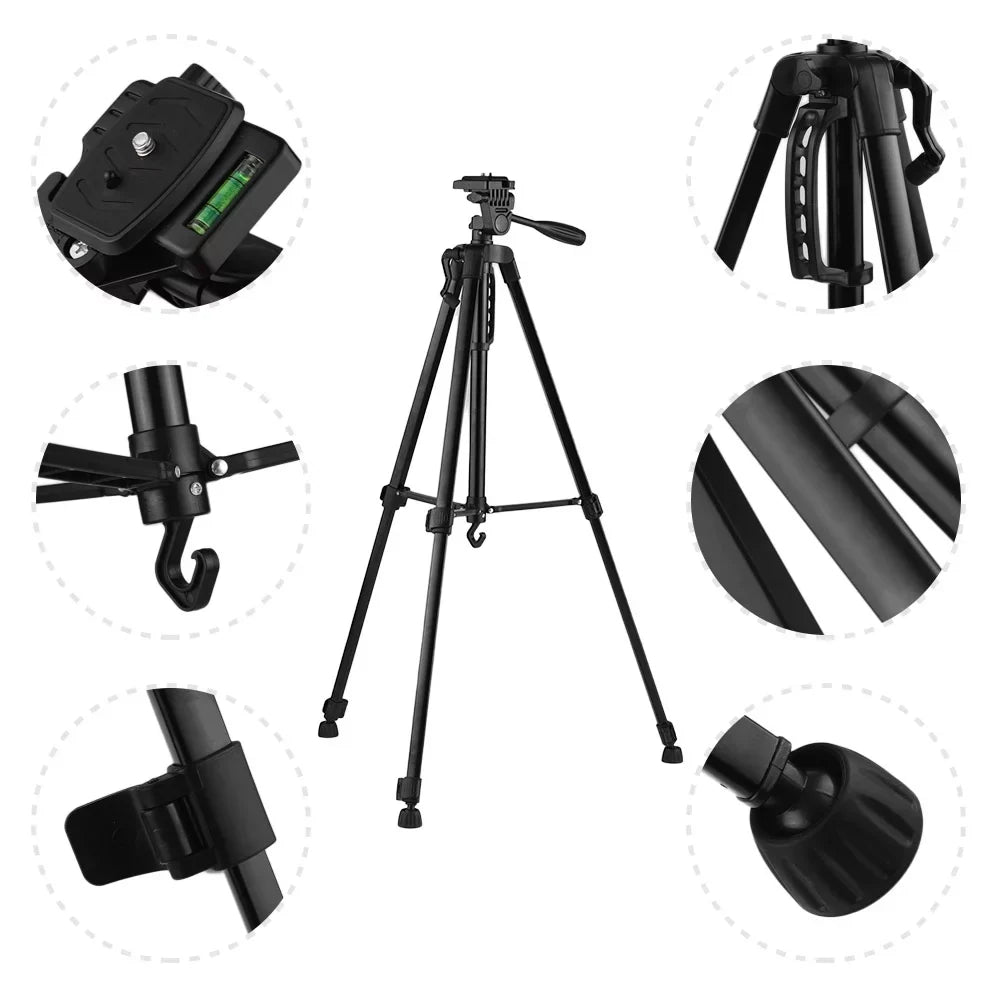 Andoer Lightweight Photography Tripod Stand Aluminum Alloy 3kg Load Capacity Max. Height 135cm/53in with Carry Bag Phone Holder for  Camera Smartphone