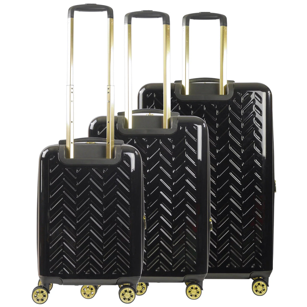 Grove 3 Piece Set Rolling Luggage, Hardshell Suitcase with Spinner Wheels, 22, 27, and 31 Inch, Black