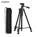 Andoer Lightweight Photography Tripod Stand Aluminum Alloy 3kg Load Capacity Max. Height 135cm/53in with Carry Bag Phone Holder for  Camera Smartphone
