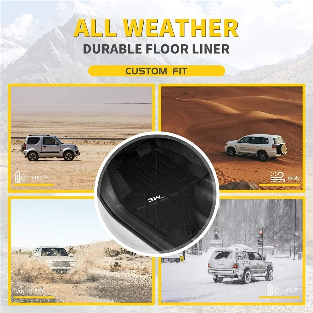 3W Floor Mats for Volkswagen Tiguan (2018-2023), All Weather Custom Fit Floor Liner for Volkswagen Tiguan,1st & 2nd Row Full Set Car Liners,Black