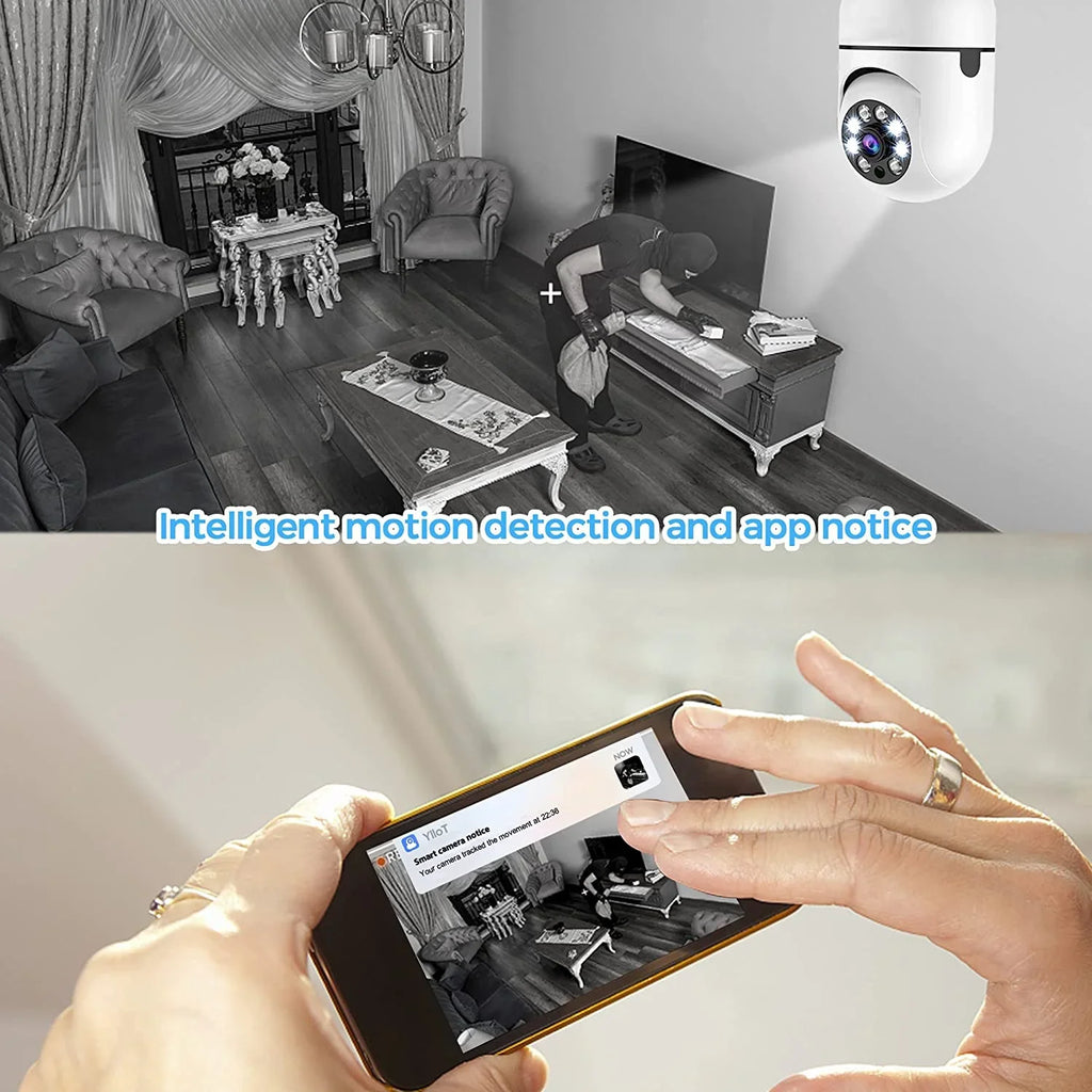 2 Pack Light Bulb Security Camera, 360 Degree PTZ2.4GHz & 5G WiFi Camera, Wireless Home Indoor and Outdoor Camera + 32GB  Card (Two),  Access, Motion Detection Alarm, Local and Cloud Storage