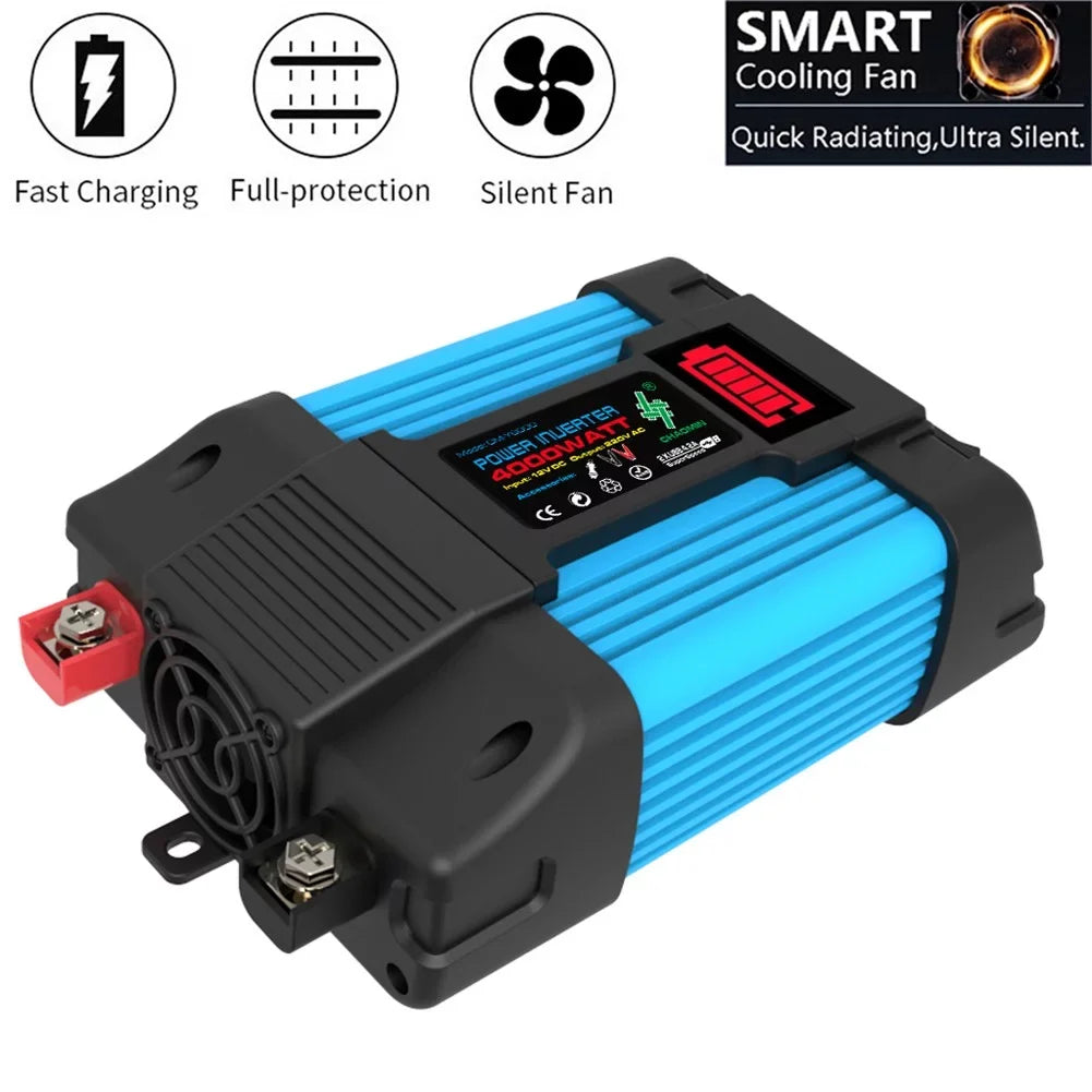 4000W Car Power Inverter  12V To  110/220V Pure Sine Wave 2   Display