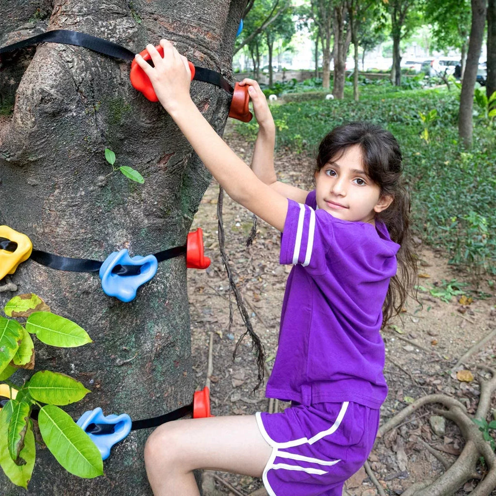 Brizi Living 18 Tree Climbing Holds and 6 Sturdy Ratchet Straps for Kids Tree Climbing, Large Climbing Rocks for Outdoor Warrior Obstacle Course Training