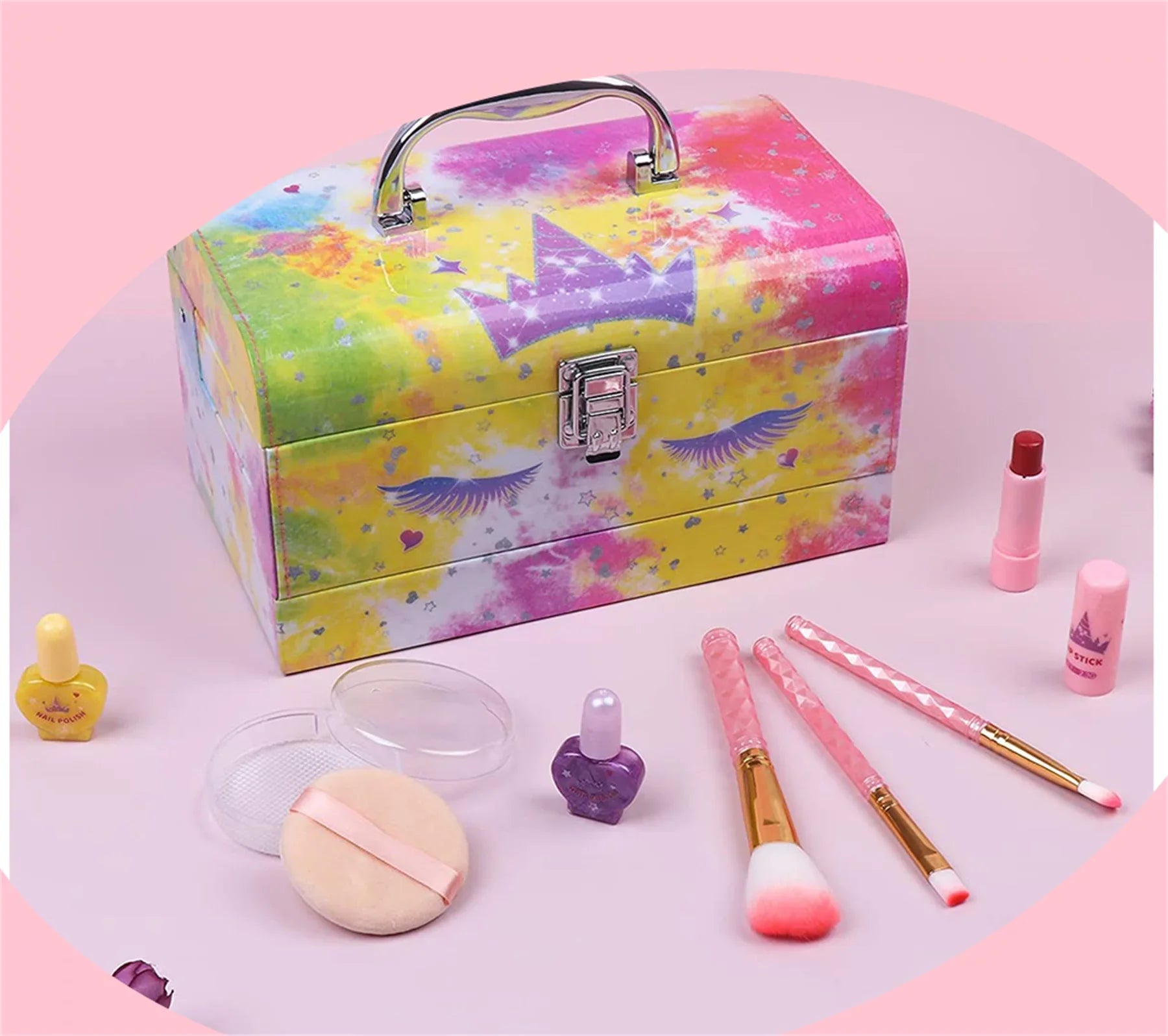 Little Girls Makeup Kit - Unicorn Real Washable Makeup Box with Palettes