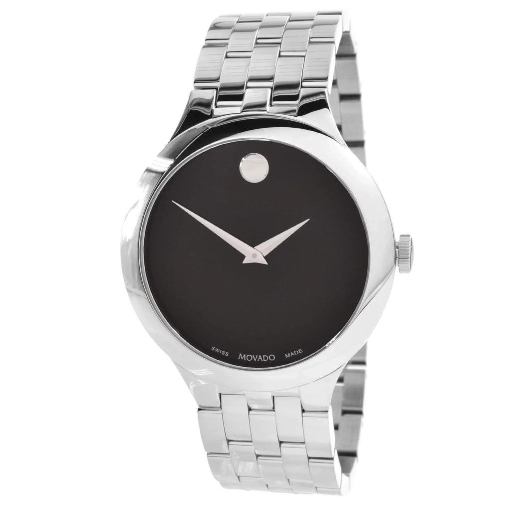 Movado 0607415 Unisex Veturi Black Dial Silver Tone Case Watch