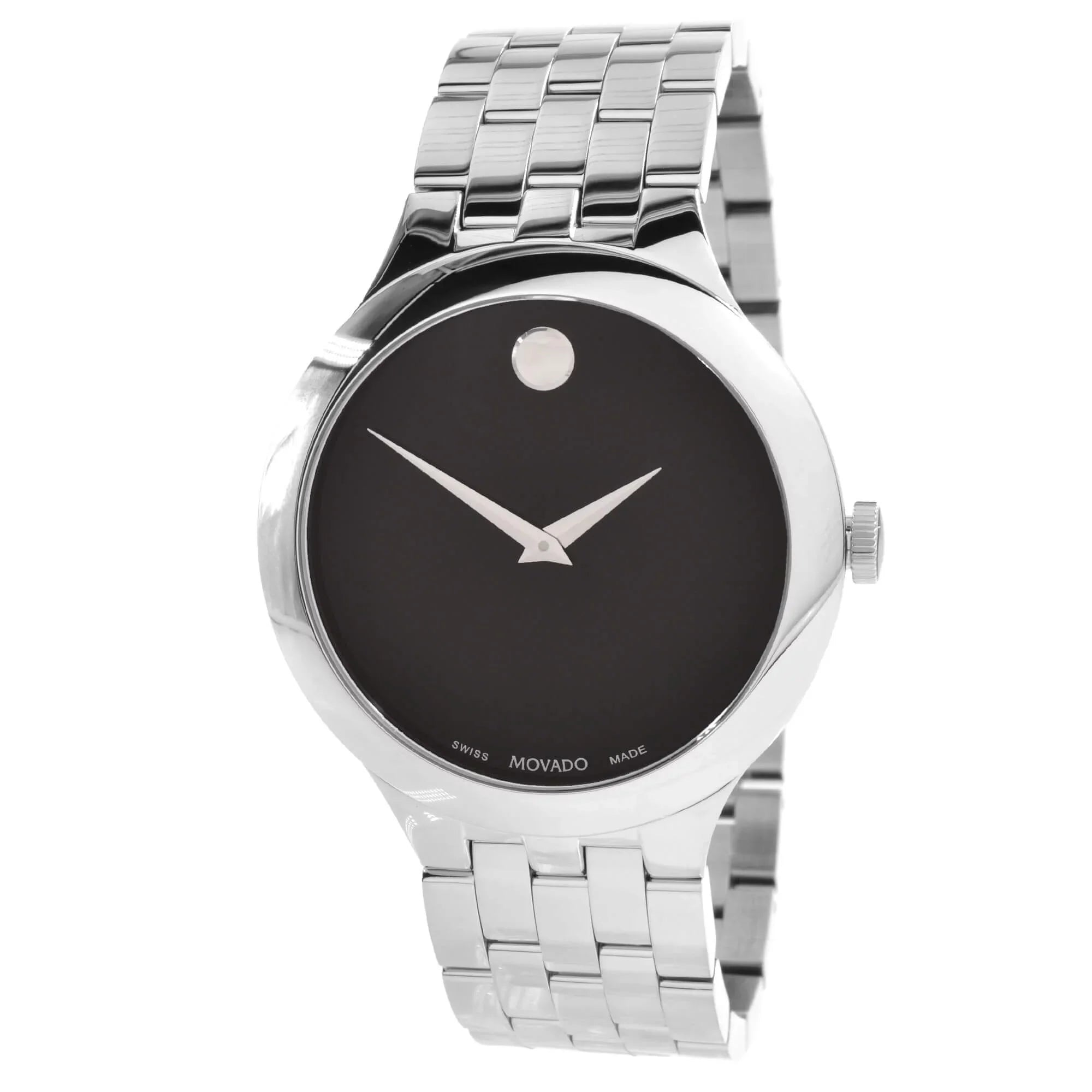 Movado 0607415 Unisex Veturi Black Dial Silver Tone Case Watch