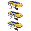Intex Inflatable Raft Boat Set With Pump And Oars, Yellow (3 Pack)