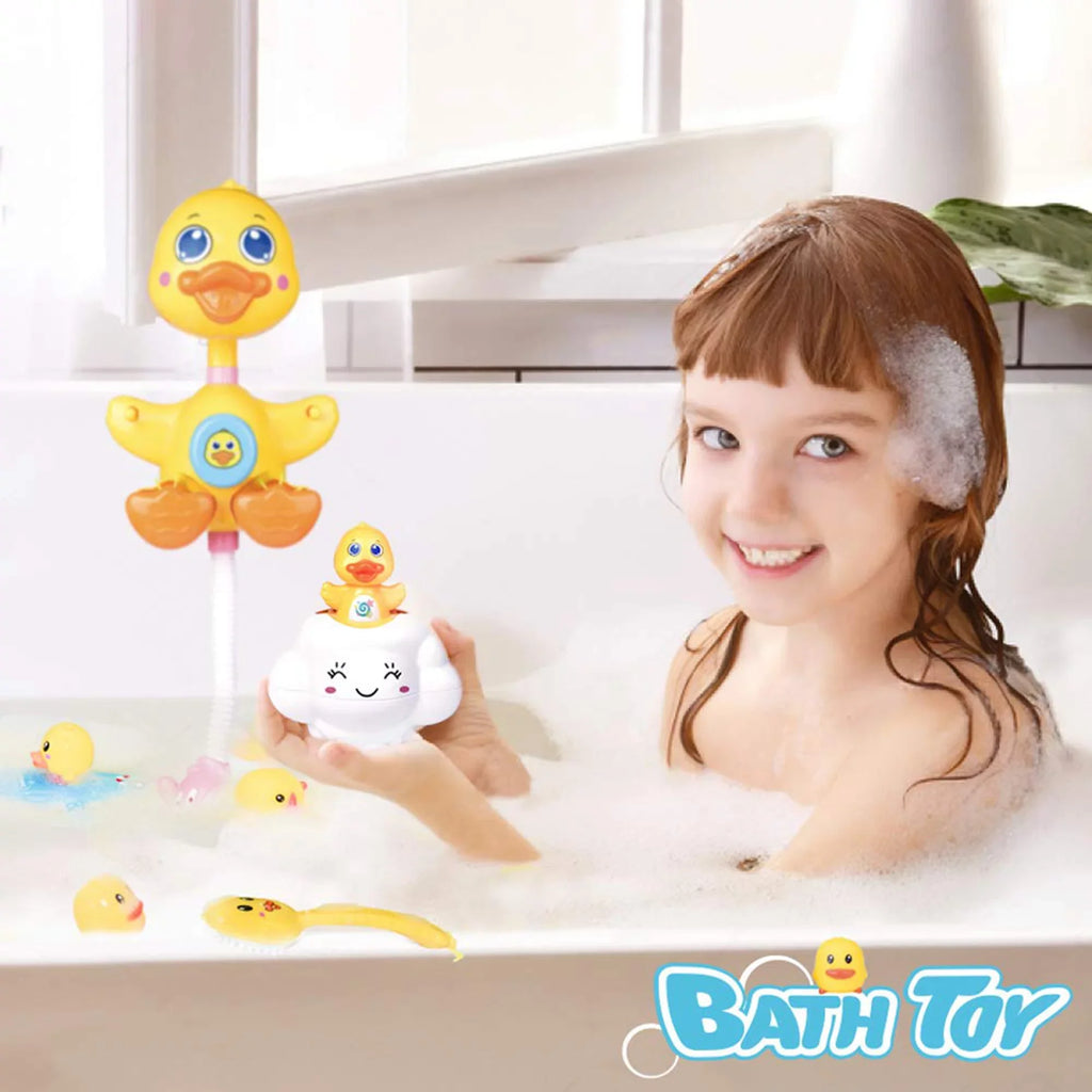 Fun Little Toys 9 Pcs Baby Bath Toys, Duck Spray Water Toy, Bath Squirters, Bath Boat, Fishing Net, Bathtub Toys for Kids, Best Gifts for Kids
