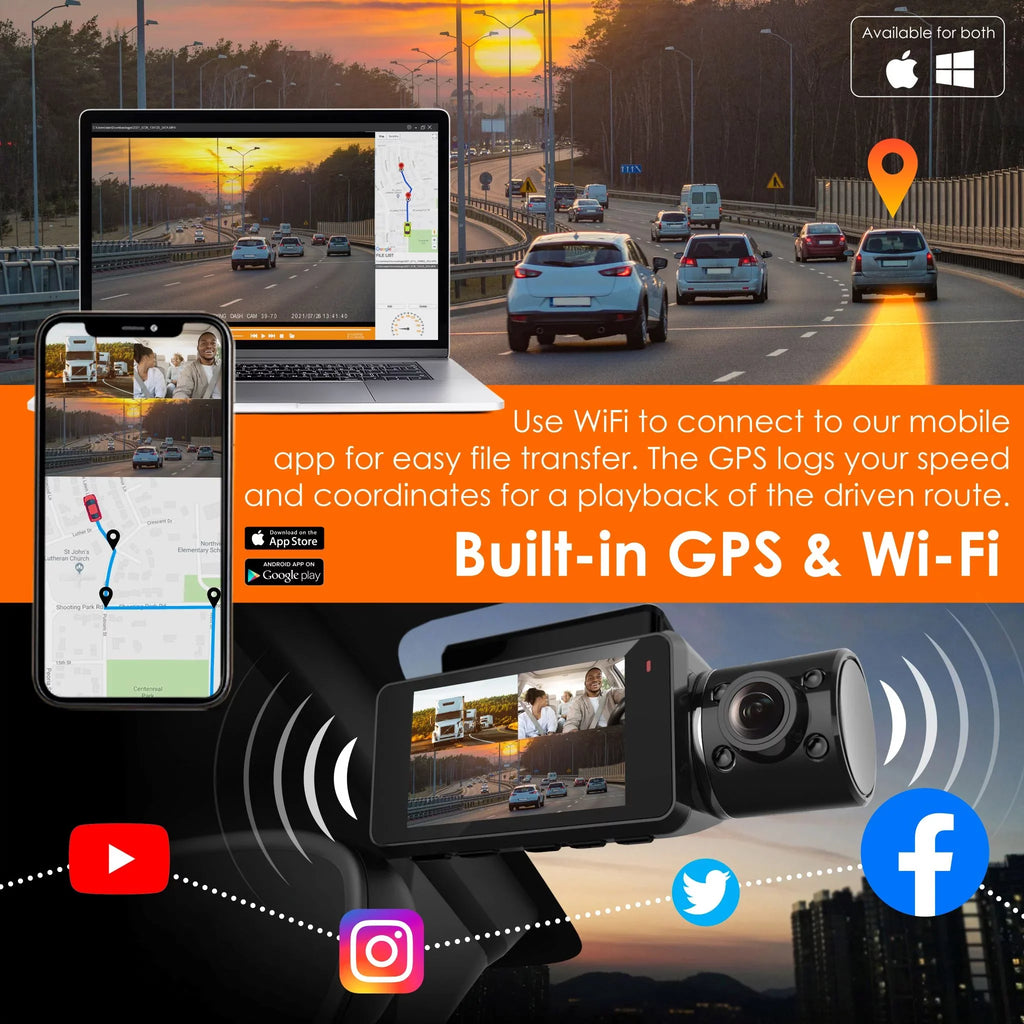 Rexing V33 3 Channel 1440p+1440p+1440p Front, Cabin and Rear Camera Dashcam with Built-in Wi-Fi &