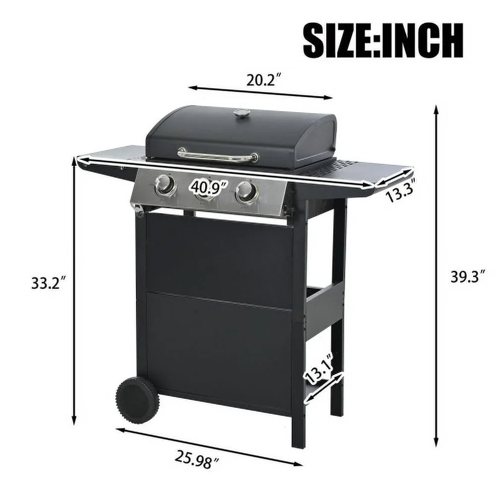 Forclover Stainless Steel Portable Propane Gas Grill, 3-Burner  Grill with Top Cover Lid, Wheels, and 2 Side Shelves, for Outdoor Patio Garden Picnic Backyard
