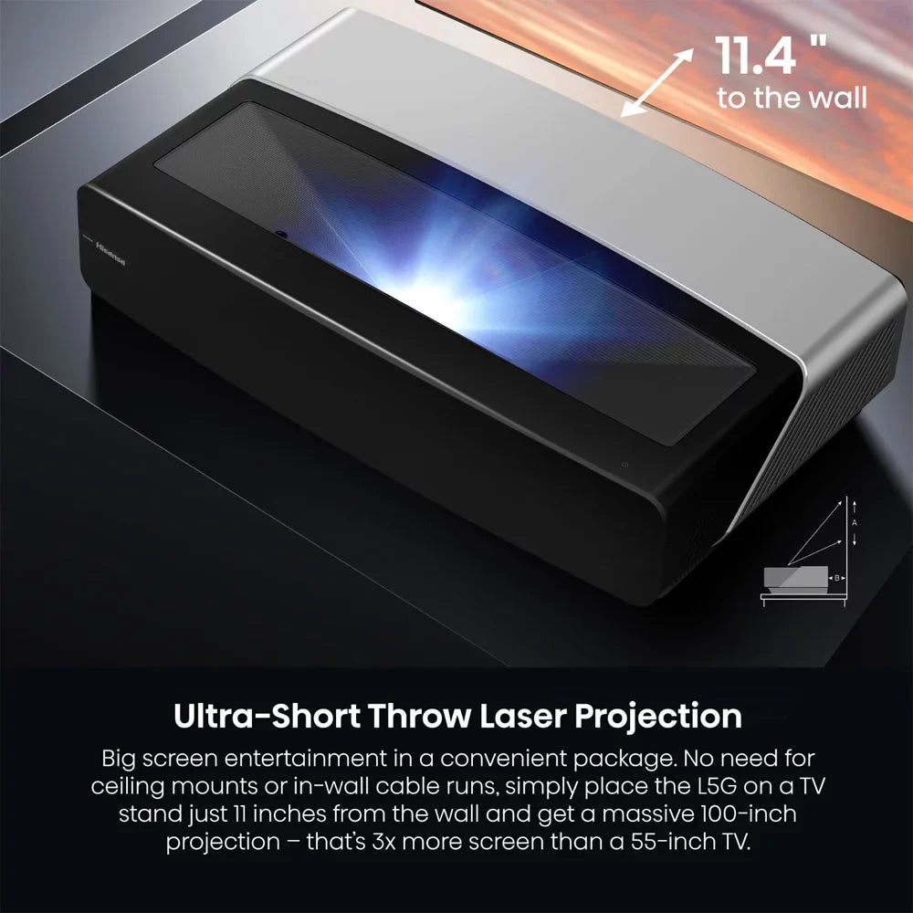 Hisense 100L5G 100" 4K Ultra-Short-Throw   & 100'' DLT100B 1.0 Gain  Screen Bundle with 2   Enhanced Protection Pack
