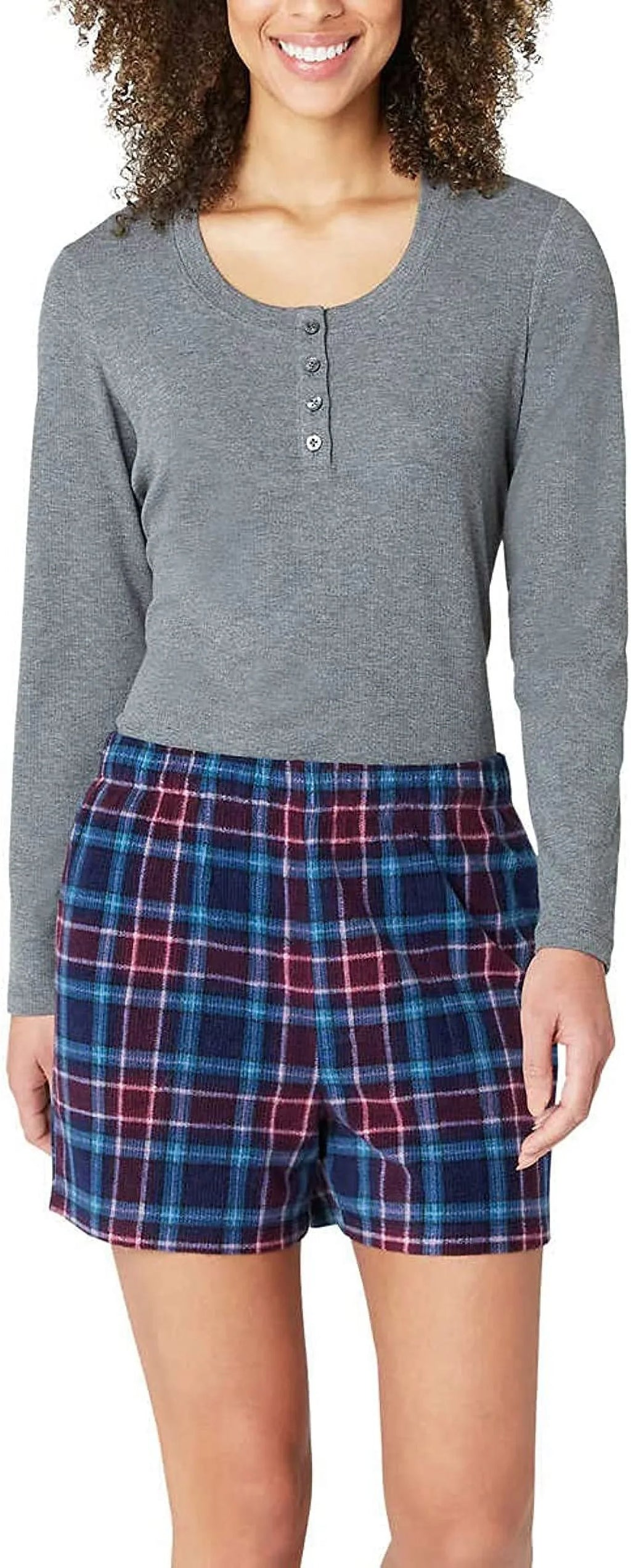 Eddie Bauer Womens 3-Piece Waffle Knit Pajama Set (Gray, Small)